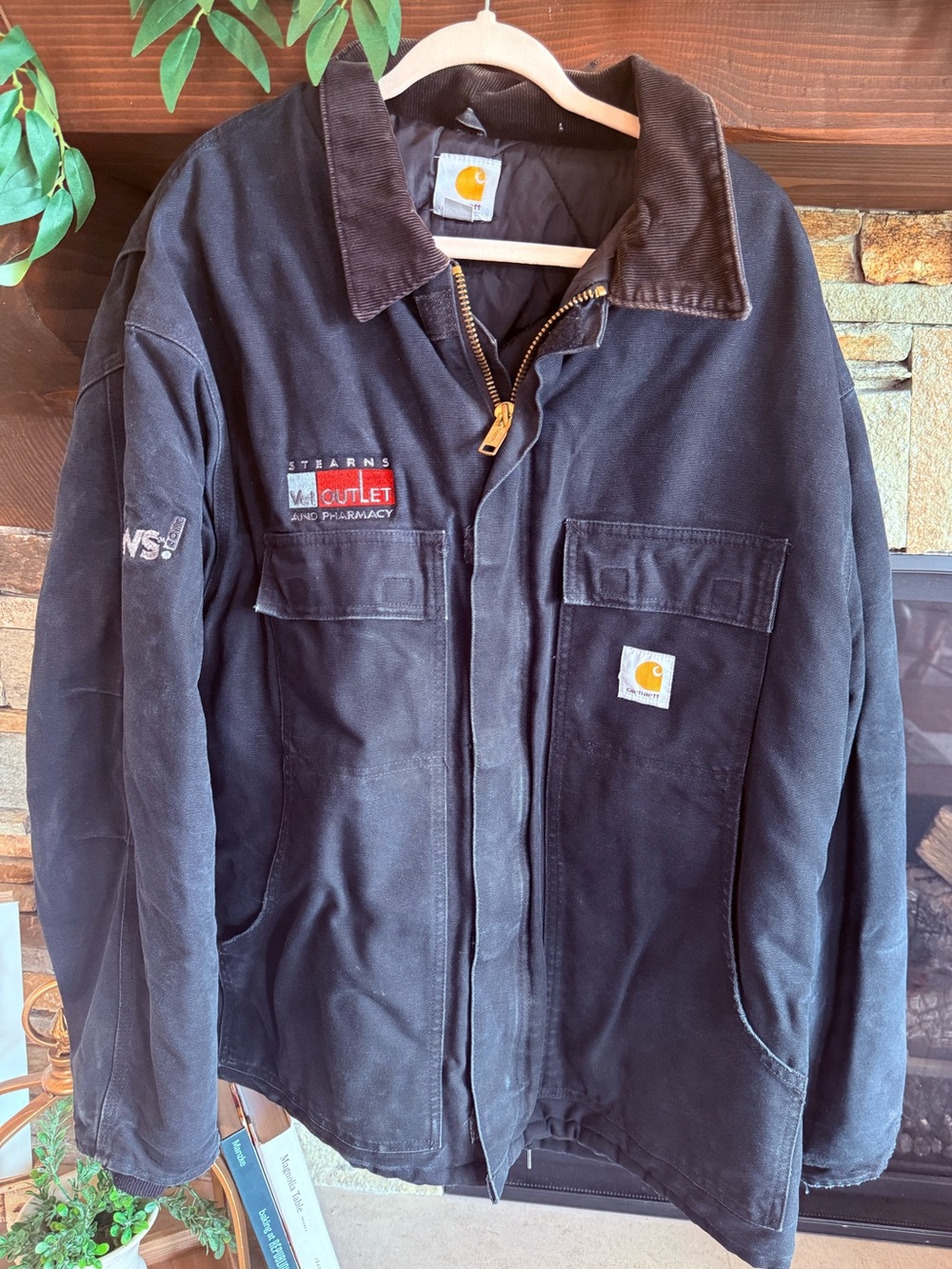 Vintage Carhartt faded black work wear arctic jacket